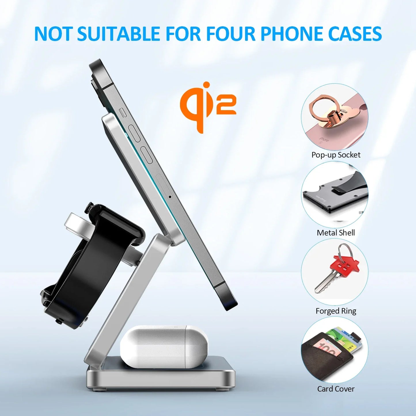 Stație de încărcare wireless 3-în-1 pentru iPhone, Apple Watch și AirPods