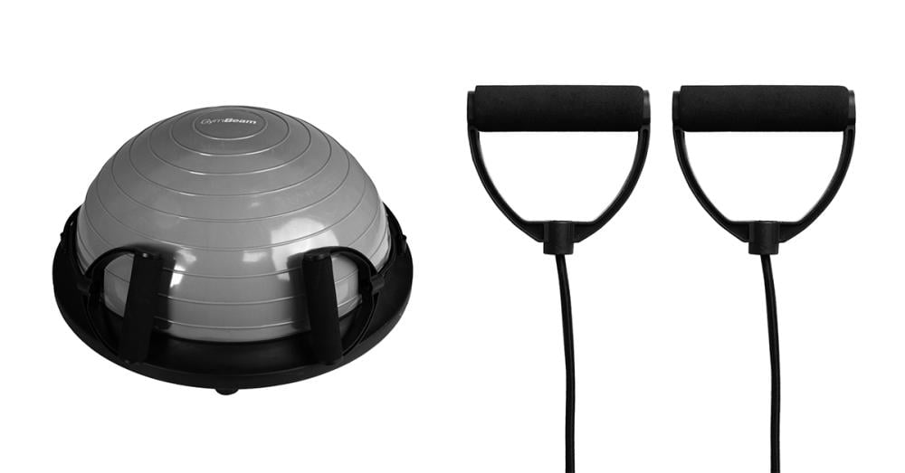 Minge pentru echilibru Half Ball Compact GymBeam cu două extensoare detașabile și pompă