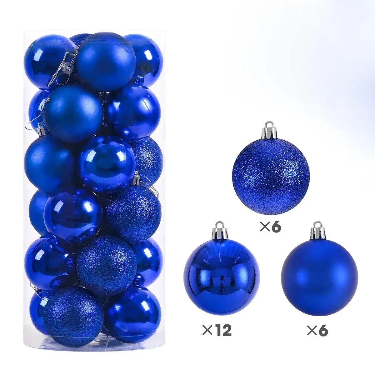 Set 24 Globuri de Crăciun – Diverse Culori, 3/4/6 cm – Ornamente Rezistente pentru Brad, Casă și Decorațiuni Festive