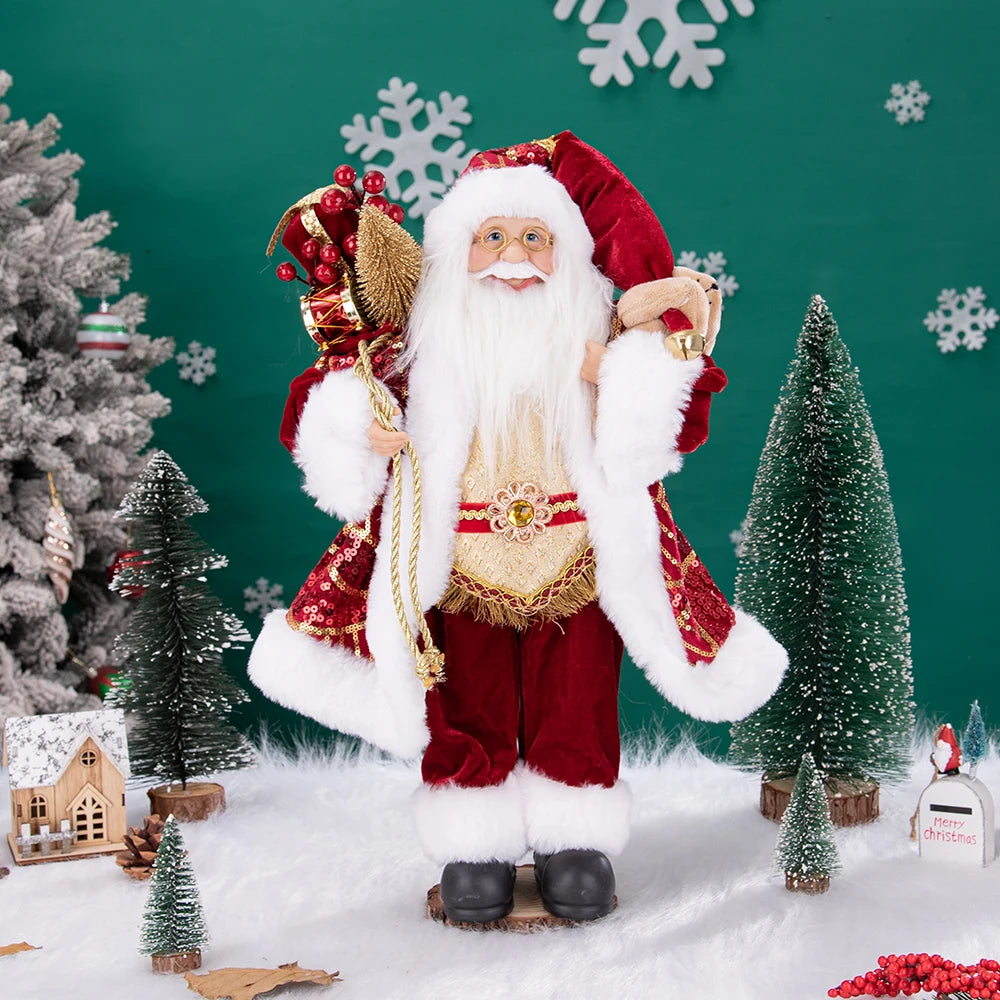 Figurină Moș Crăciun Deluxe 45CM – Decorațiune Premium, Handcrafted, Detalii Realiste, Ornament de Crăciun Elegant