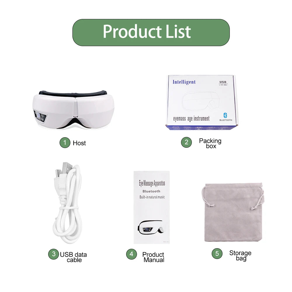 Masaj Ocular Inteligent 6D cu Bluetooth – Relaxare pentru ochi & somn mai bun