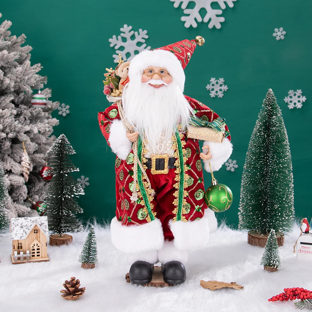 Figurină Moș Crăciun Deluxe 45CM – Decorațiune Premium, Handcrafted, Detalii Realiste, Ornament de Crăciun Elegant