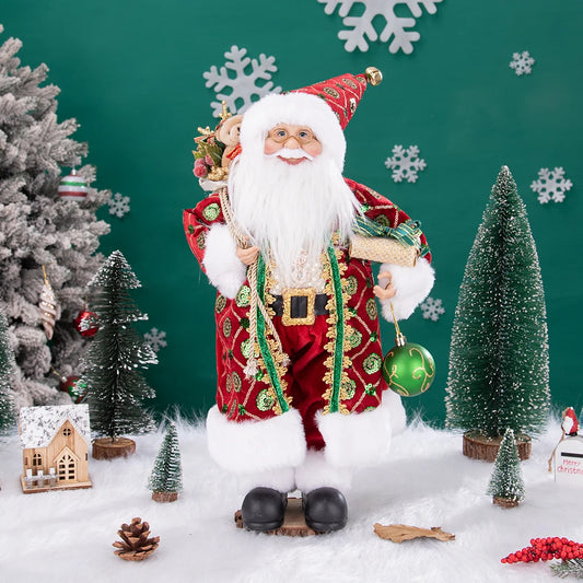 Figurină Moș Crăciun Deluxe 45CM – Decorațiune Premium, Handcrafted, Detalii Realiste, Ornament de Crăciun Elegant