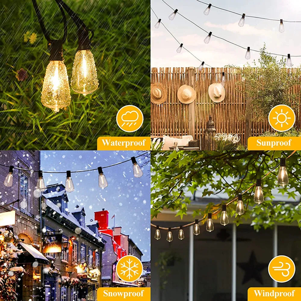 Șir Luminos Vintage ST38 – Becurile LED Rezistente, Impermeabile, Conectabile, pentru Exterior & Crăciun ✨