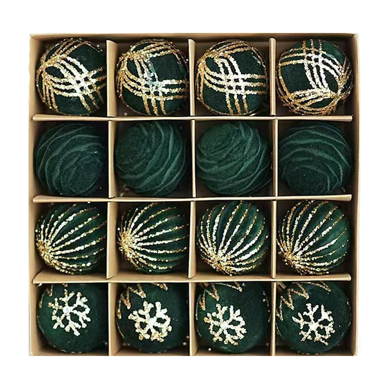 Set Globuri Premium de Crăciun cu Catifea & Accente Aurii – 6cm / 12 buc – Eleganță pentru Bradul Tău ✨