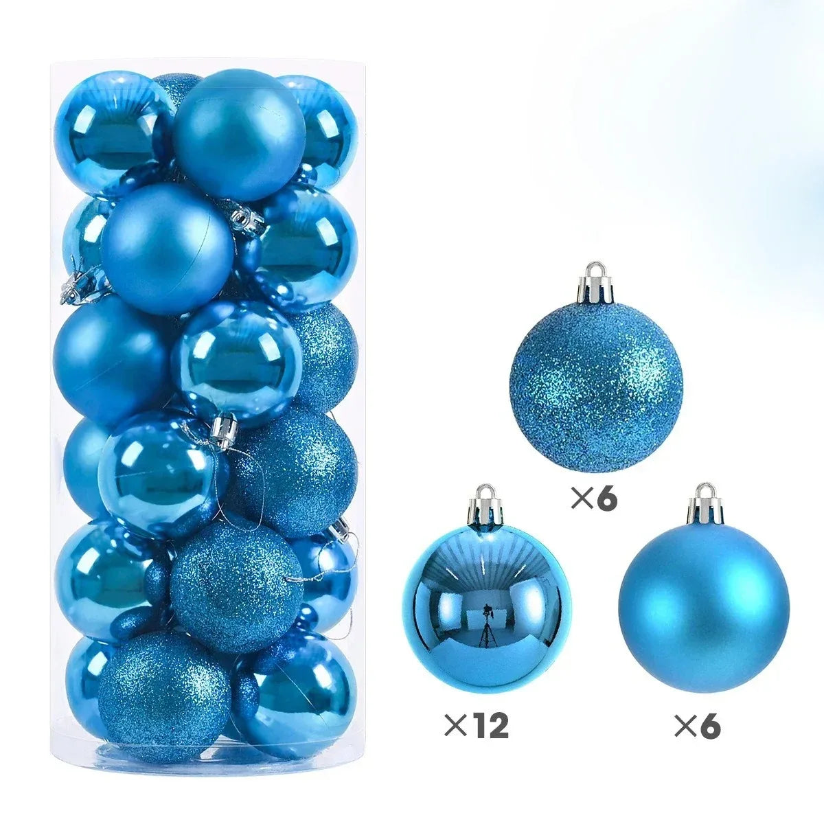 Set 24 Globuri de Crăciun – Diverse Culori, 3/4/6 cm – Ornamente Rezistente pentru Brad, Casă și Decorațiuni Festive