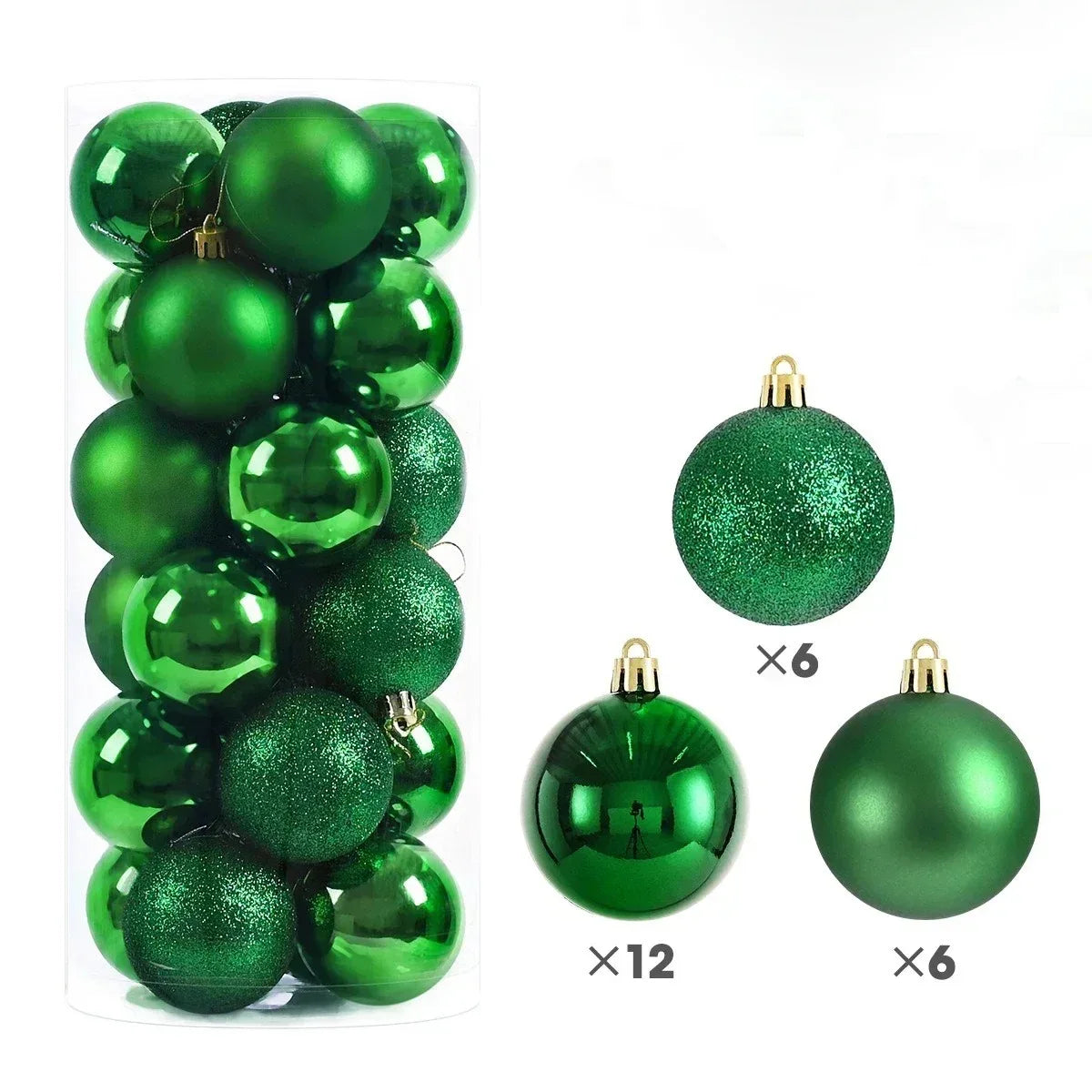 Set 24 Globuri de Crăciun – Diverse Culori, 3/4/6 cm – Ornamente Rezistente pentru Brad, Casă și Decorațiuni Festive