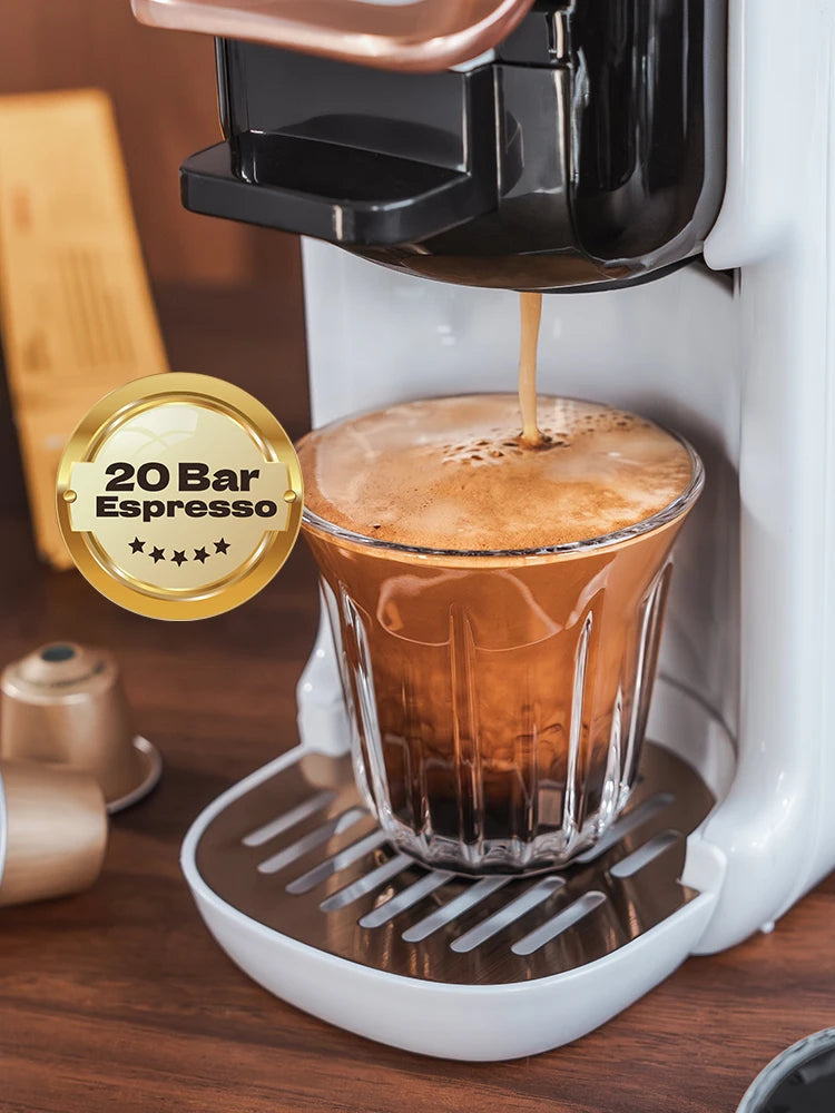 Espressor Smart HiBREW 5-in-1 | Compatibil cu Capsule & Cafea Măcinată, 20 Bar, Spumare Lapte, Hot & Cold