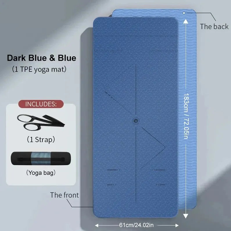 Saltea Yoga & Fitness Premium TPE – Antiderapantă, 183×61 cm, Grosime 6 mm