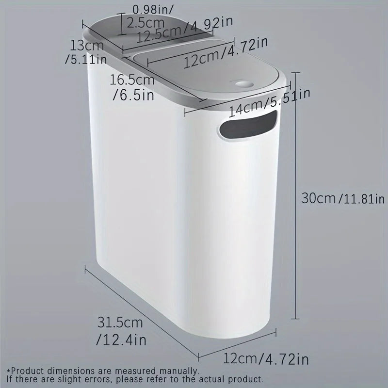 Coș De Gunoi Slim 10L – Design Modern, Capac Tip-Press, Economisire Spațiu