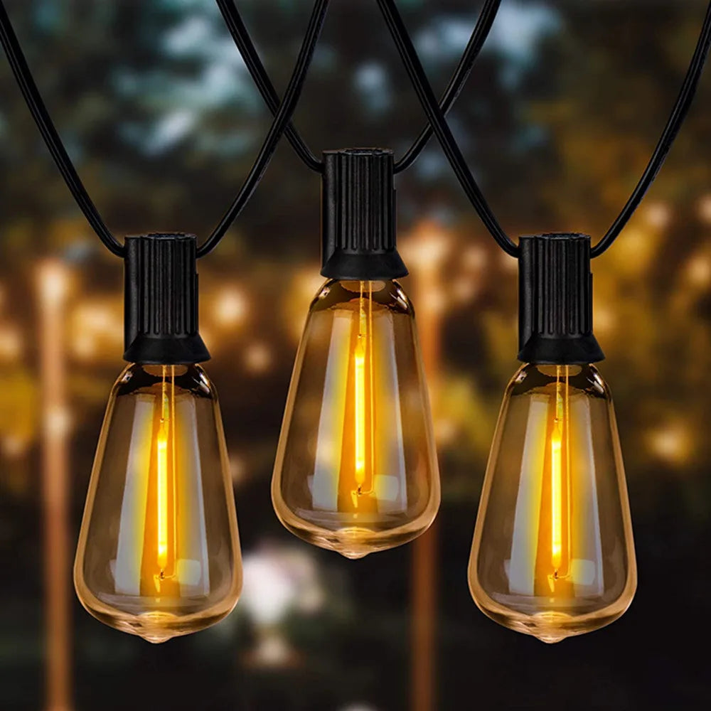 Șir Luminos Vintage ST38 – Becurile LED Rezistente, Impermeabile, Conectabile, pentru Exterior & Crăciun ✨