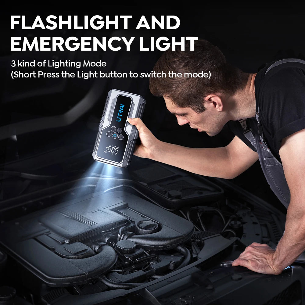 UTRAI JS-9 – Jump Starter Auto 1500A cu Compresor 150PSI, Power Bank & Lanternă LED – 4 în 1