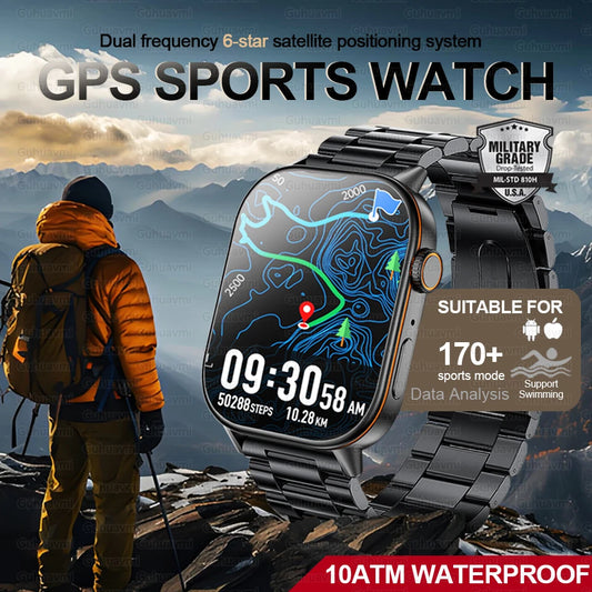 Smartwatch GPS Outdoor 2025 cu Ecran AMOLED 2.01”, 178 Moduri Sport, Apel Bluetooth, Rezistent IP68