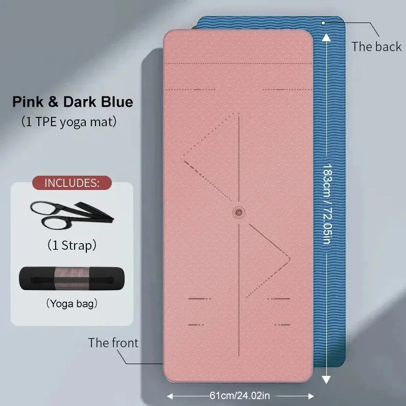 Saltea Yoga & Fitness Premium TPE – Antiderapantă, 183×61 cm, Grosime 6 mm