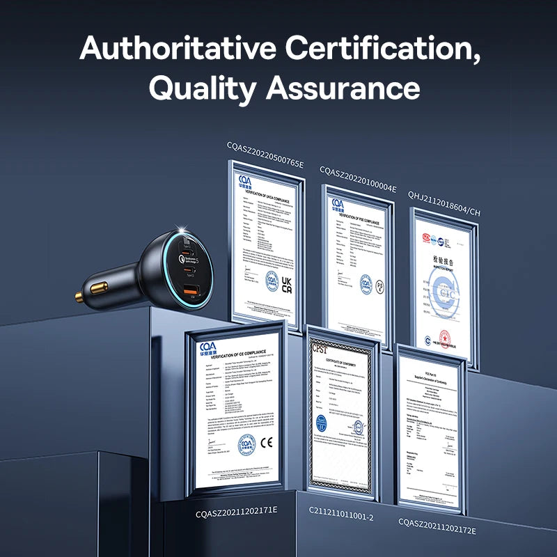 Încărcător Auto Baseus QC5 160W – Tehnologie Qualcomm Quick Charge 5, 3 Porturi (2xUSB-C + 1xUSB), Fast Charging Laptop & Smartphone