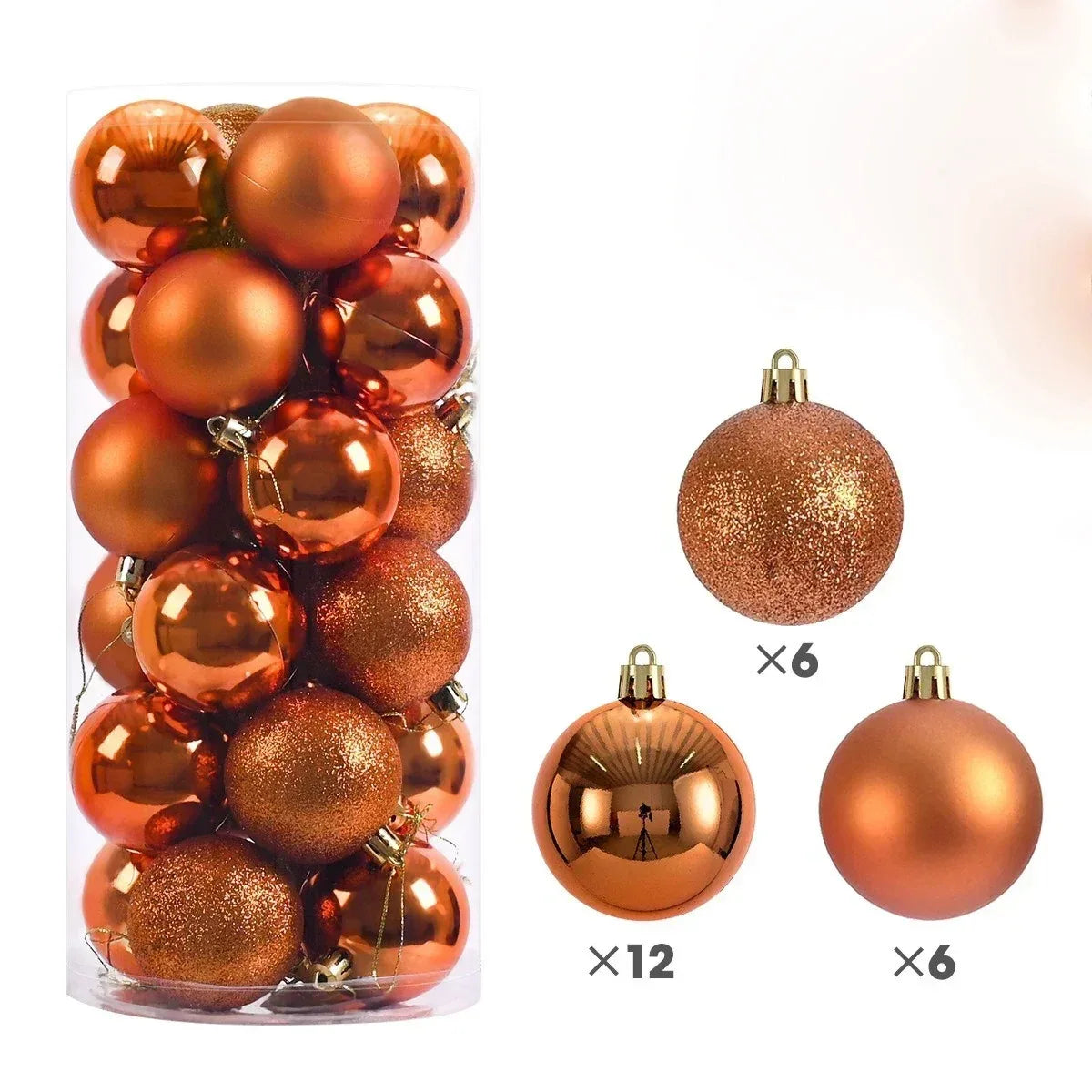 Set 24 Globuri de Crăciun – Diverse Culori, 3/4/6 cm – Ornamente Rezistente pentru Brad, Casă și Decorațiuni Festive