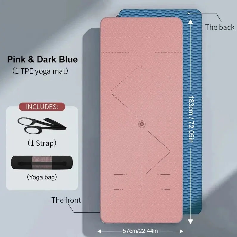 Saltea Yoga & Fitness Premium TPE – Antiderapantă, 183×61 cm, Grosime 6 mm