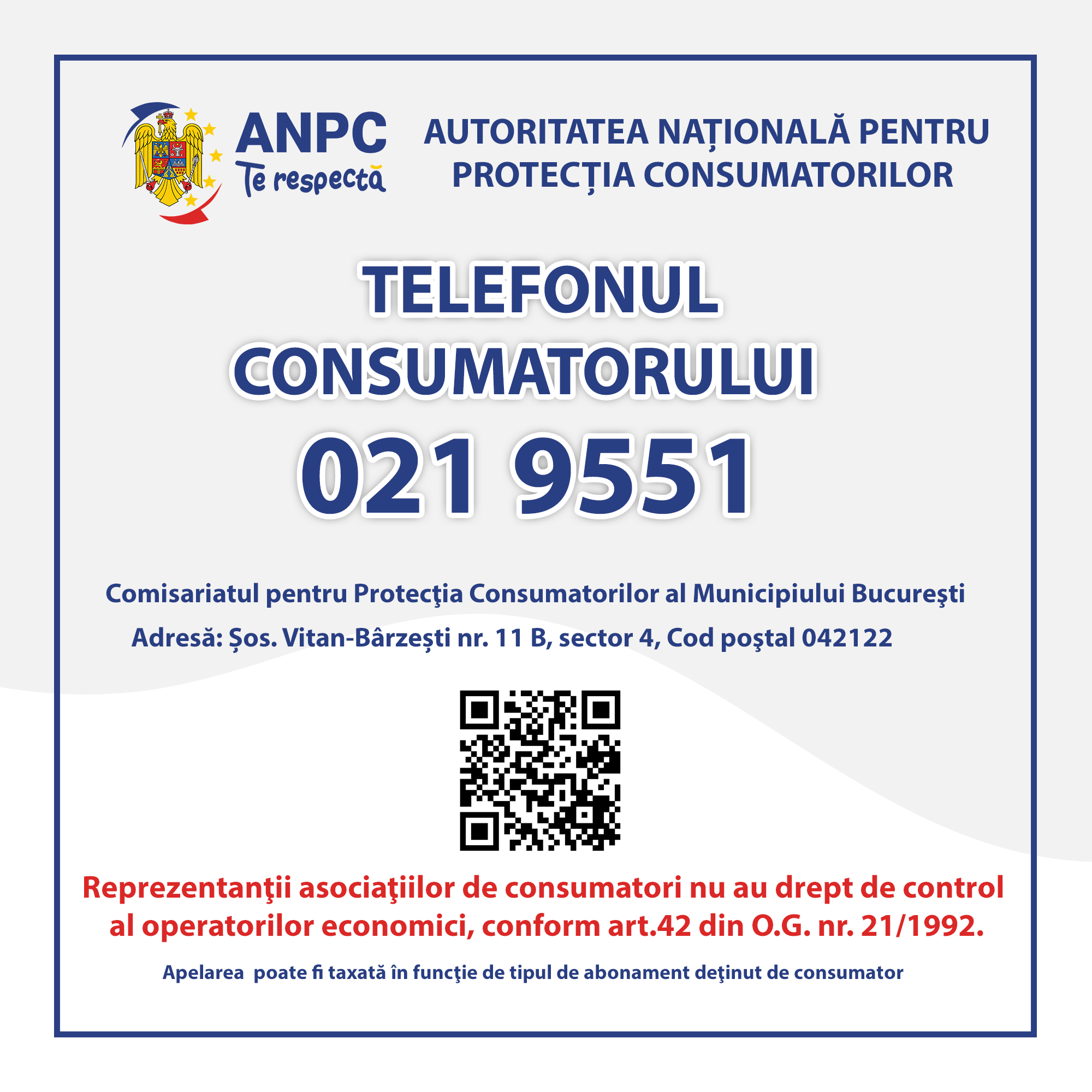ANPC – Telefonul Consumatorului 021 9551