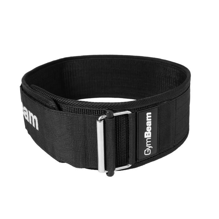 Centură fitness neagră din nailon cu închidere Velcro și cataramă metalică