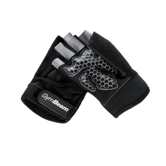 Mănuși Fitness Grip Black cu palmă antiderapantă și închidere cu velcro