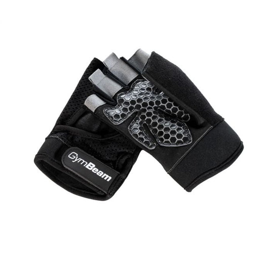 Mănuși Fitness Grip Black cu palmă antiderapantă și închidere cu velcro
