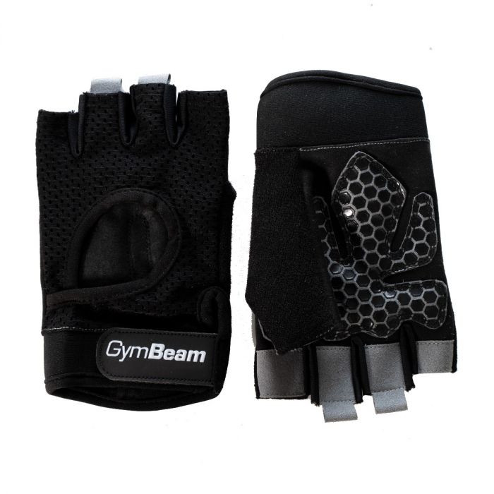Mănuși Fitness Grip Black cu palmă antiderapantă și închidere cu velcro