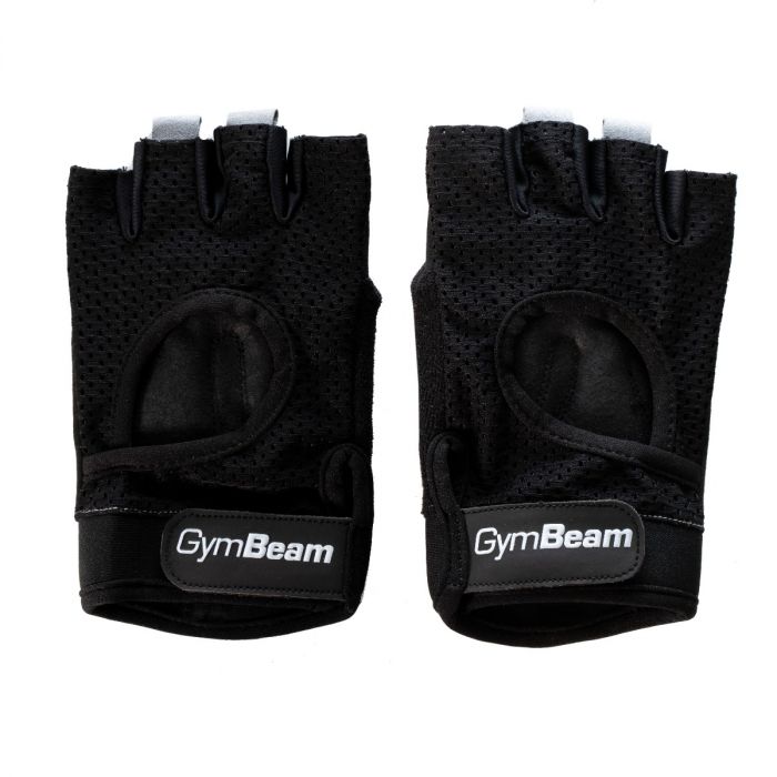 Mănuși Fitness Grip Black cu palmă antiderapantă și închidere cu velcro