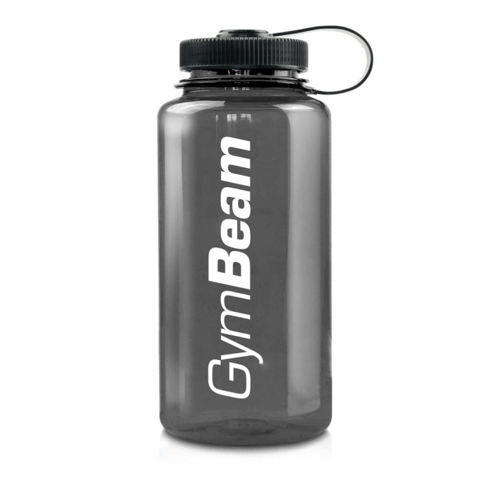 Sticlă Sport Bottle Grey GymBeam de 1000 ml cu gură largă și capac atașat