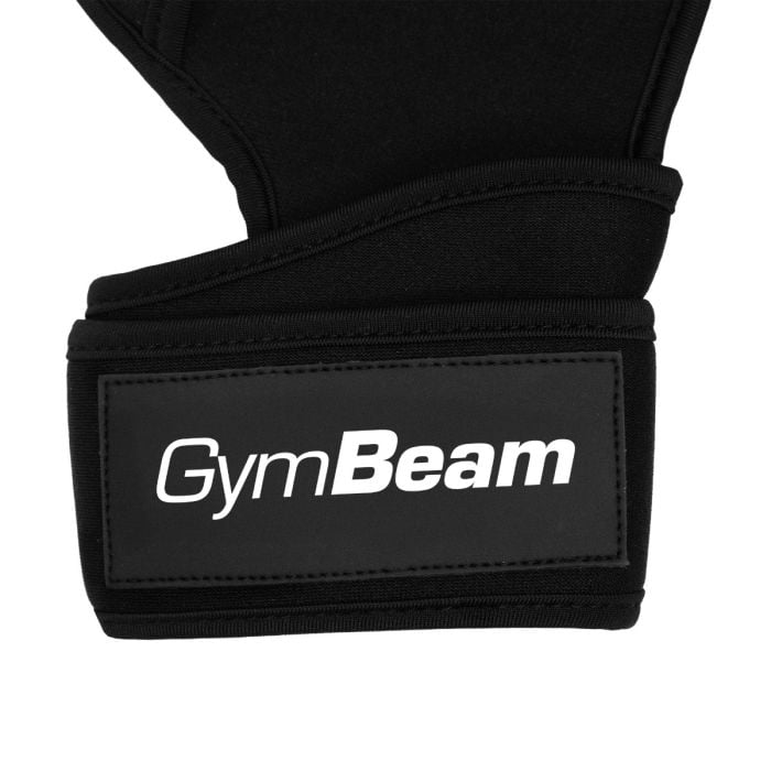 Mănuși Fitness Heavy Grip Black cu palmă cauciucată și bandă pentru încheietură