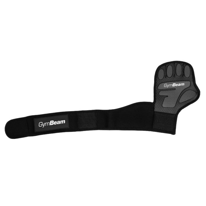 Mănuși Fitness Heavy Grip Black cu palmă cauciucată și bandă pentru încheietură