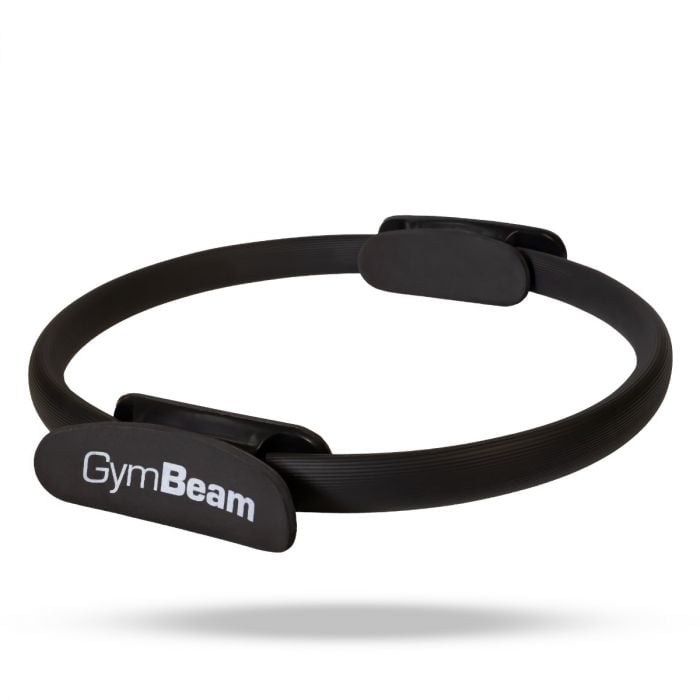 Inel Pilates Black GymBeam cu mânere căptușite pentru exerciții de yoga și pilates